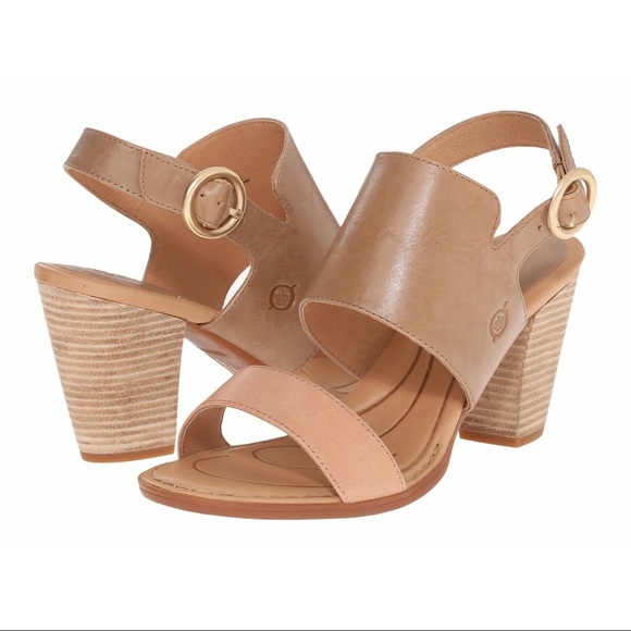Born Shoes - Born Cindie Leather Slingback Sandals, Sabbia/Rosa